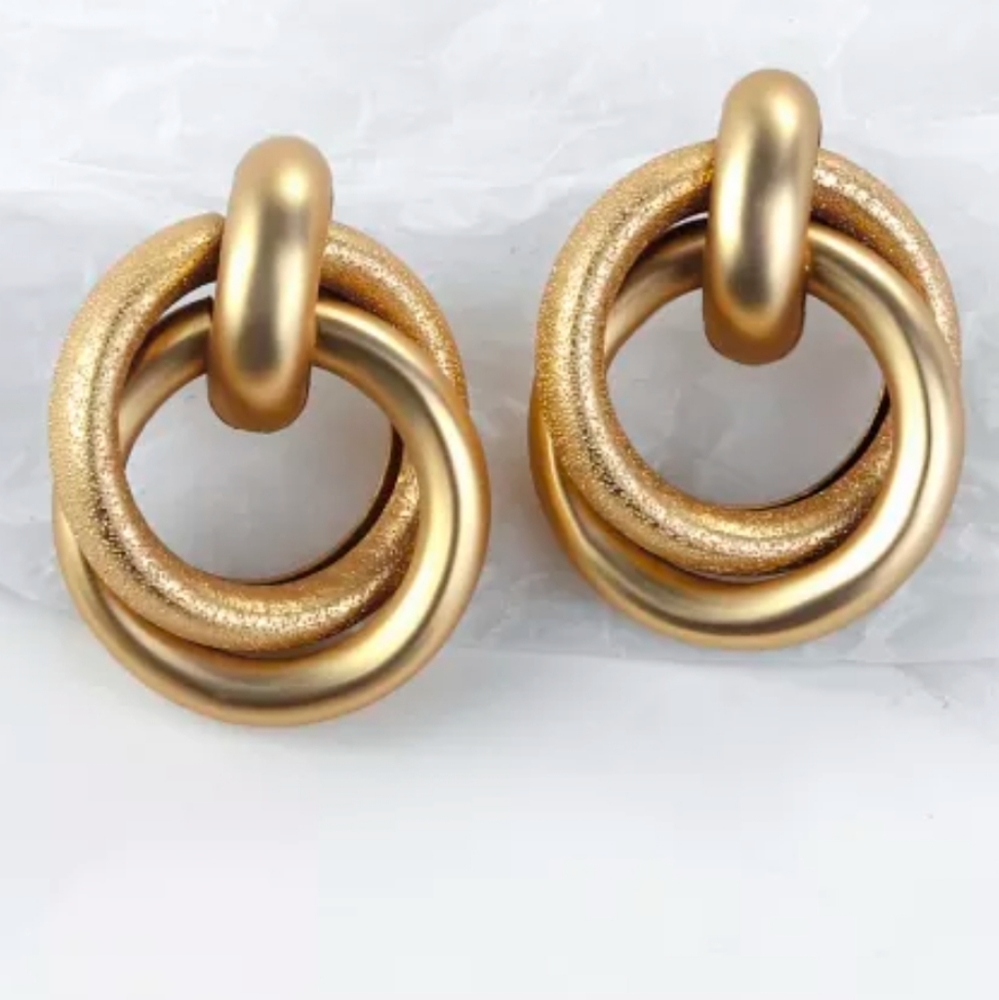New Trendy Gold Color Matte Earrings